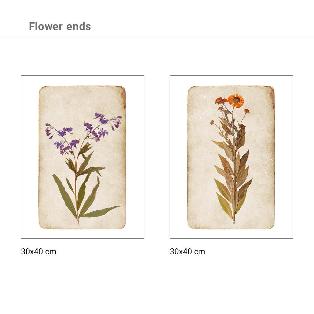 2 Láminas Botánico rectangular de 30 x 40 cm. Papel Flower End verdes, cremas, lilas y rojos - 3
