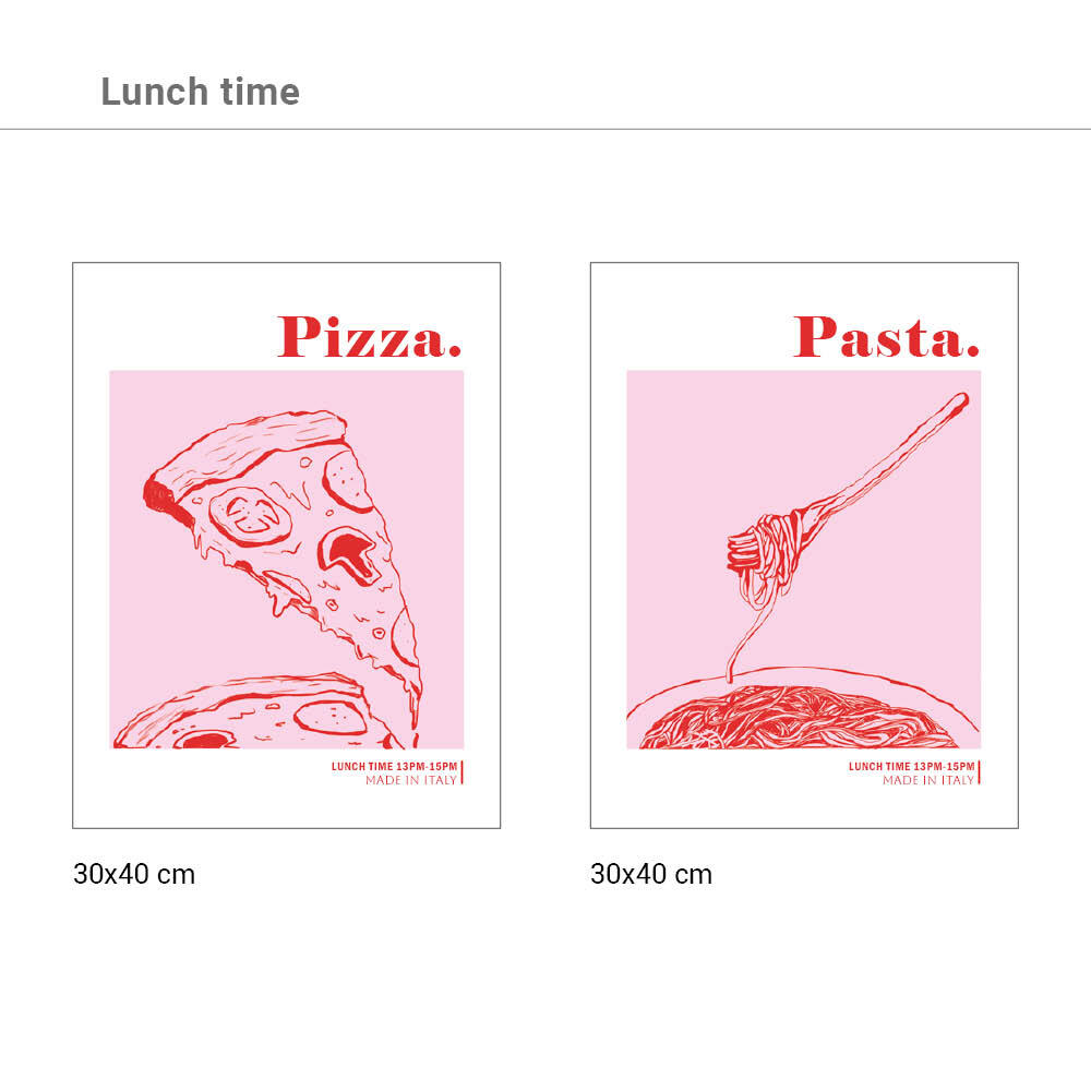 Set 2 imagens Pizza e Pasta 30x40cm - 5