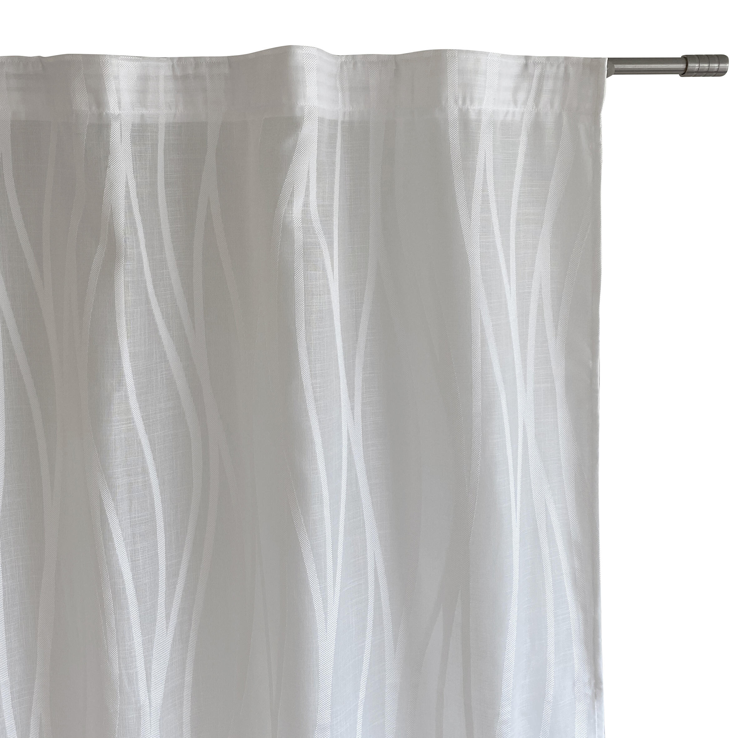 Visillo cinta frunce, trabillas mistral rayas blanco de 140x300cm
