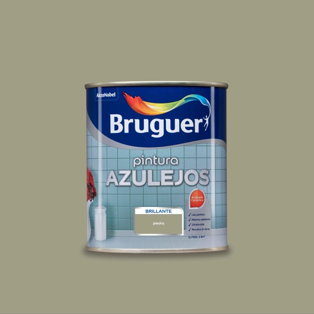 Esmalte de interior BRUGUER AZULEJOS color piedra brillante 750ml para azulejos de pared