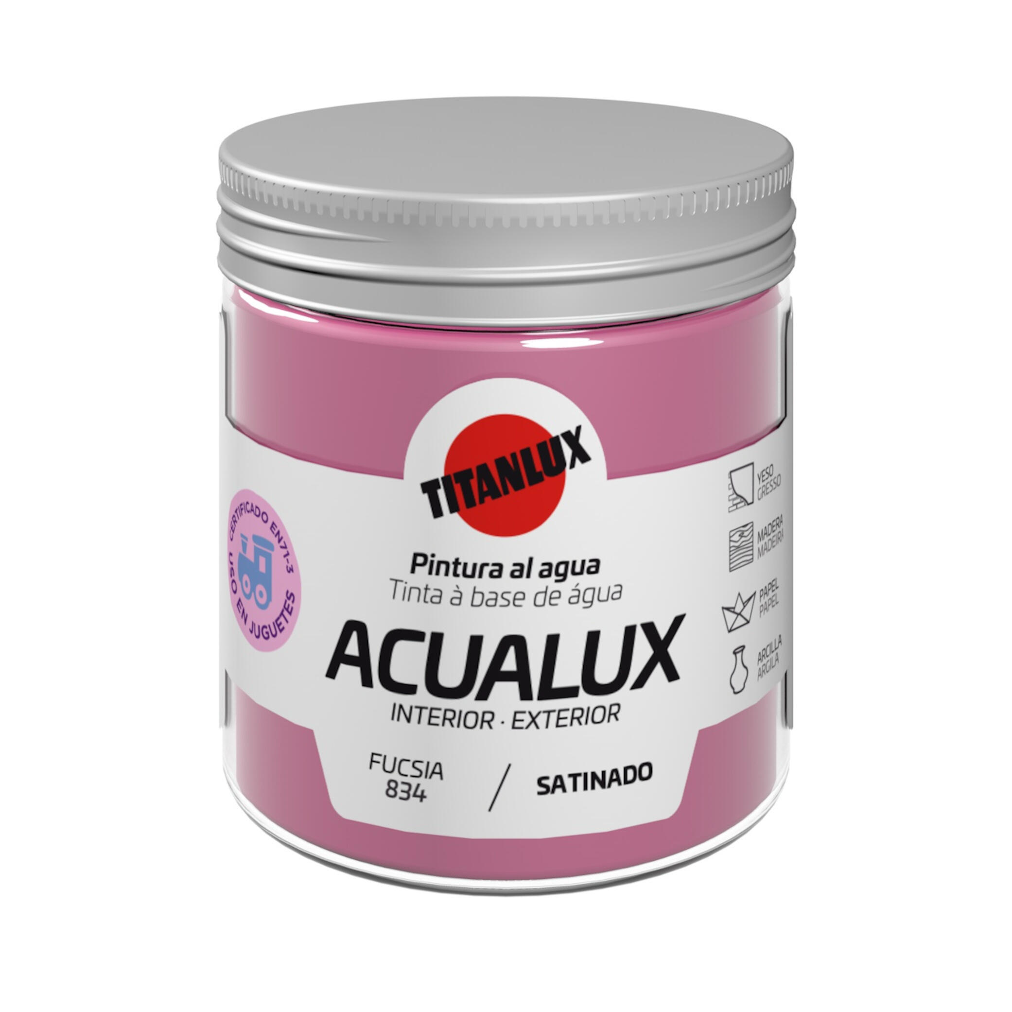 Pintura al agua acualux fucsia 75ml