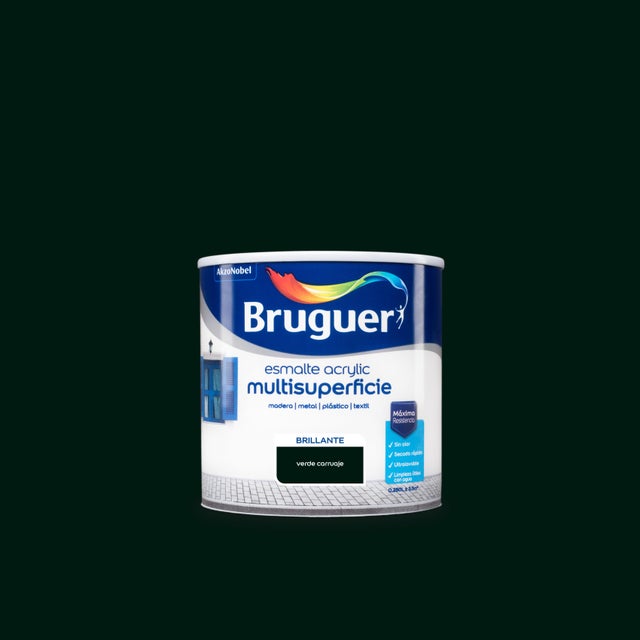 Esmalte de interior Acrylic BRUGUER color verde carruaje brillante 250ml para puertas, muebles y cerámica