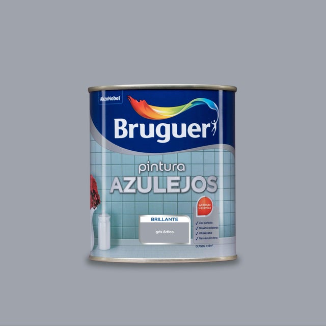 Esmalte de interior BRUGUER AZULEJOS color gris ártico brillante 750ml para azulejos de pared