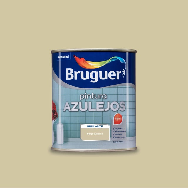 Esmalte de interior BRUGUER AZULEJOS color beige avellana brillante 750ml para azulejos de pared