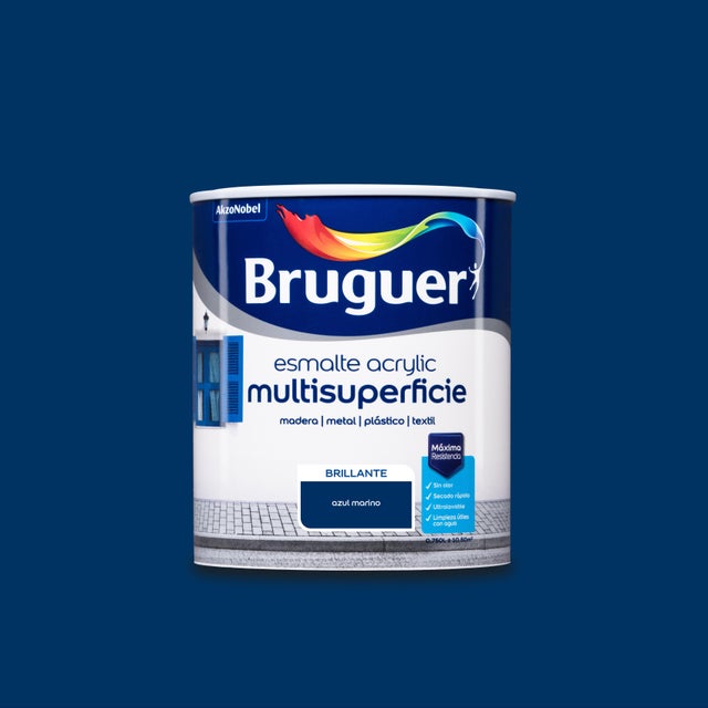 Esmalte de interior Acrylic BRUGUER color azul marino brillante 750ml para puertas, muebles y cerámica
