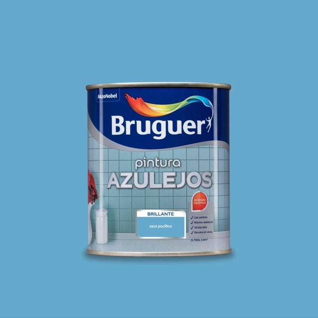 Esmalte de interior BRUGUER AZULEJOS color azul pacífico brillante 750ml para azulejos de pared