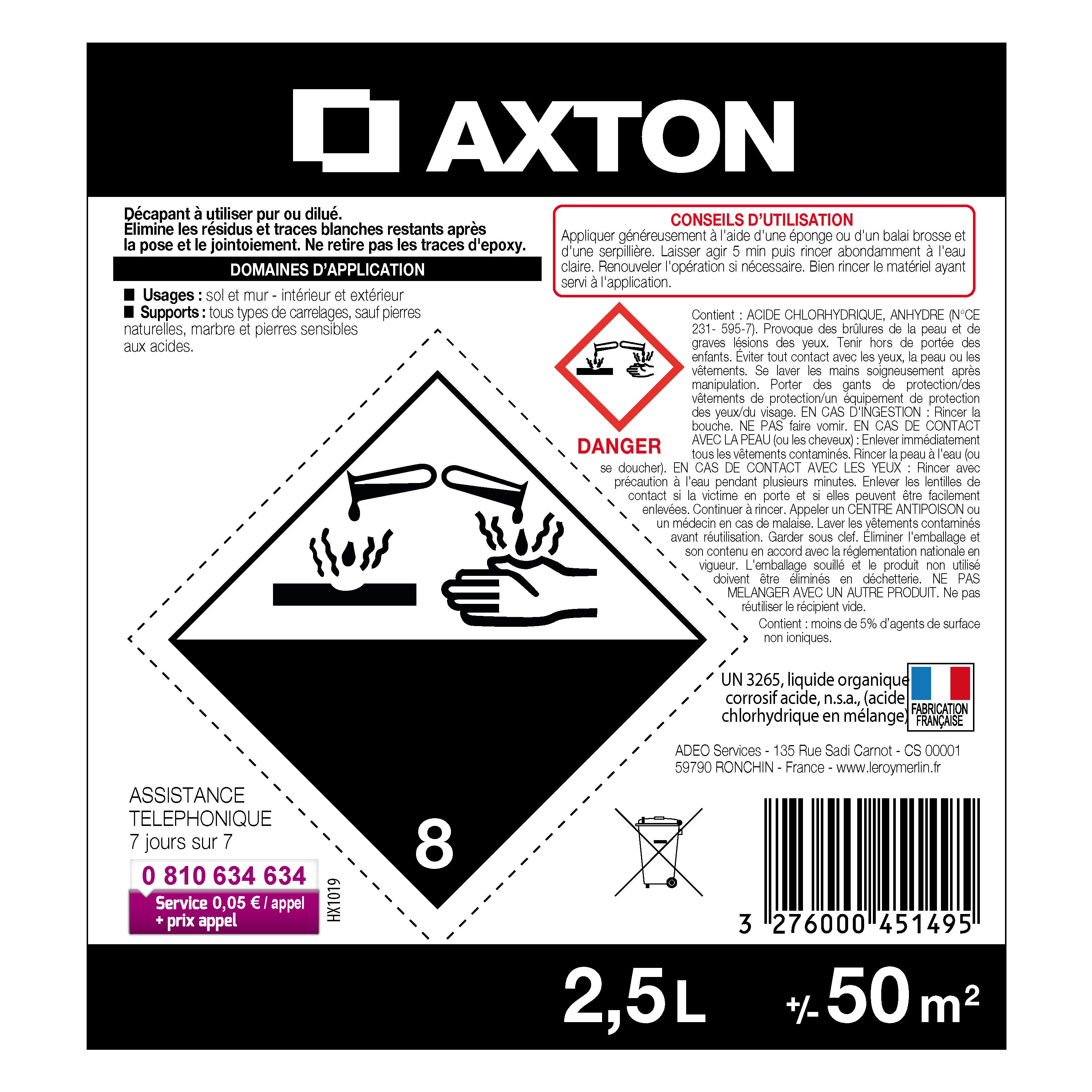 Nettoyant pour surfaces résistantes aux acides 2.5 l AXTON - 5