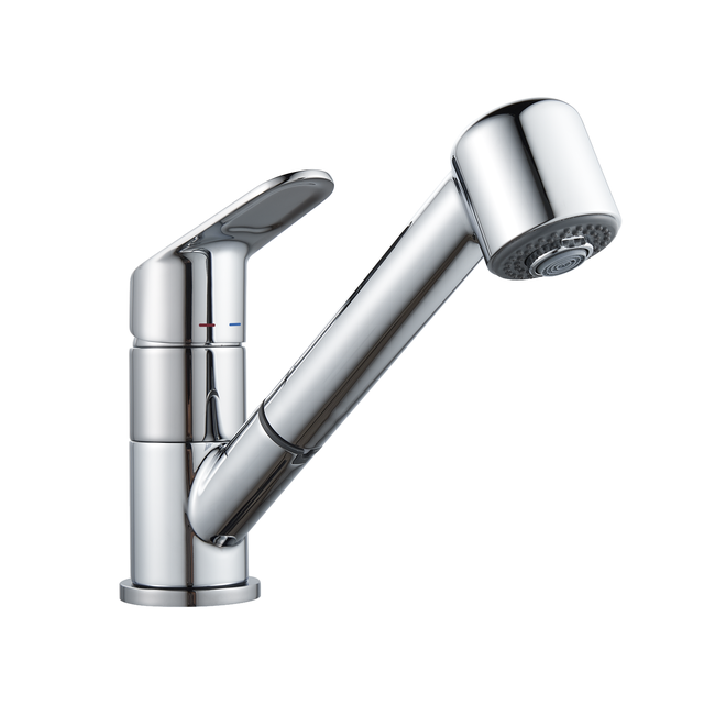 Grifo de cocina caño horizontal extraíble DELINIA Kemi cromo