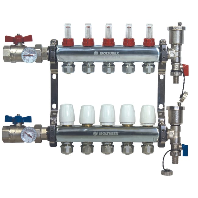 COLECTOR INOX 6 CIRCUITOS CON RACORES - 1