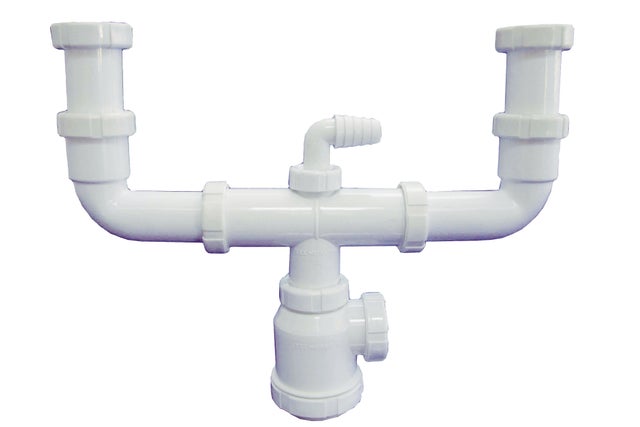 SIFÓN DOBLE BOTELLA CON RACOR EXTENSIBLE 1 1/2