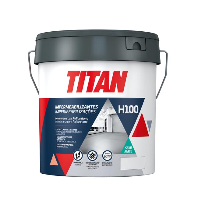 IMPERMEABILIZANTE MEMBRANA DE POLIURETANO TITAN HW 14L GRIS - 1