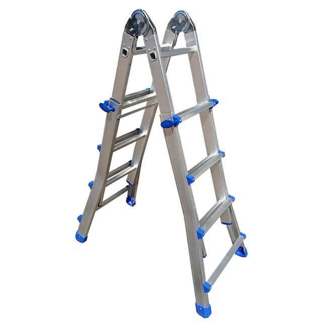 ESCALERA METÁLICA MULTIPOSICIÓN DE ALUMINIO 7+7 PELDAÑOS - 1