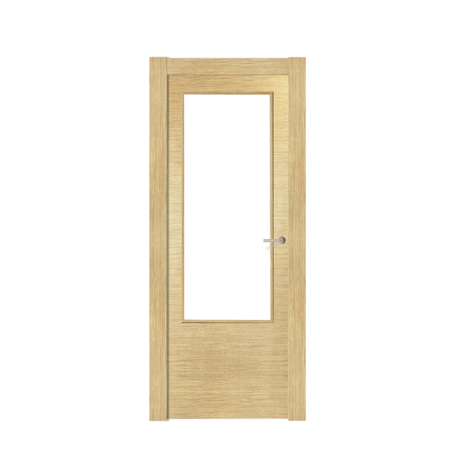PUERTA ABATIBLE EN BLOCK BARNIZADA 82,5CM IZQUIERDA
