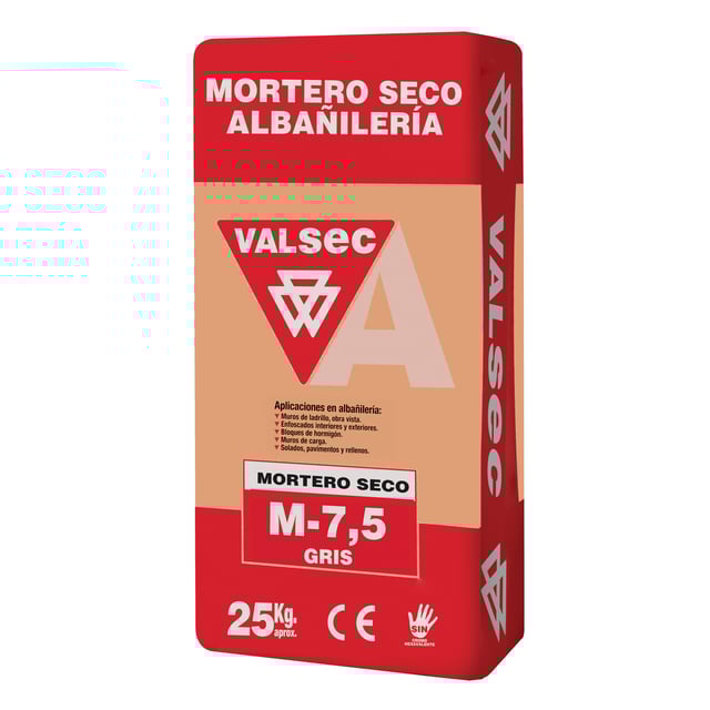 MORTERO SECO M7,5 HIDRÓFUGO VALSEC 25 KG GRIS