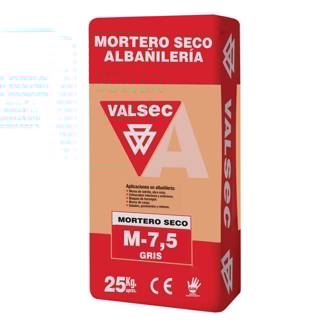 MORTERO SECO M7,5 HIDRÓFUGO VALSEC 25 KG GRIS - 1