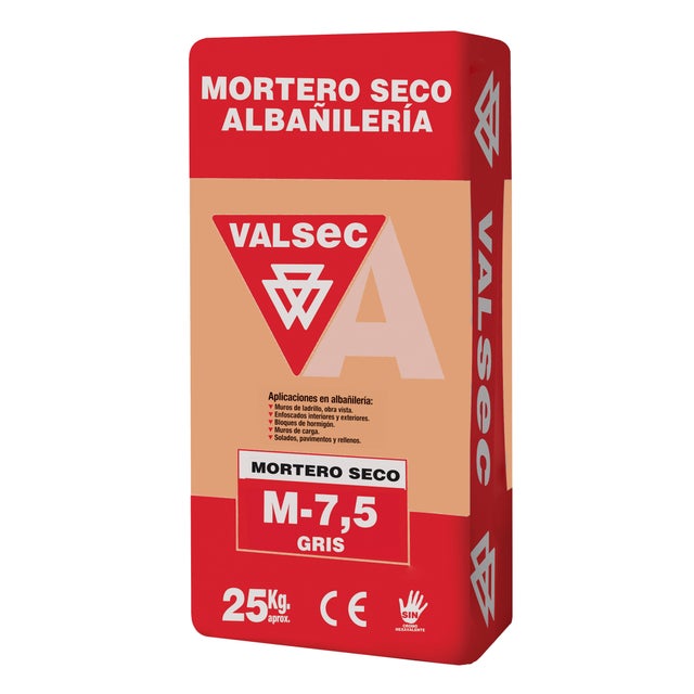 MORTERO SECO M7,5 HIDRÓFUGO VALSEC 25 KG GRIS