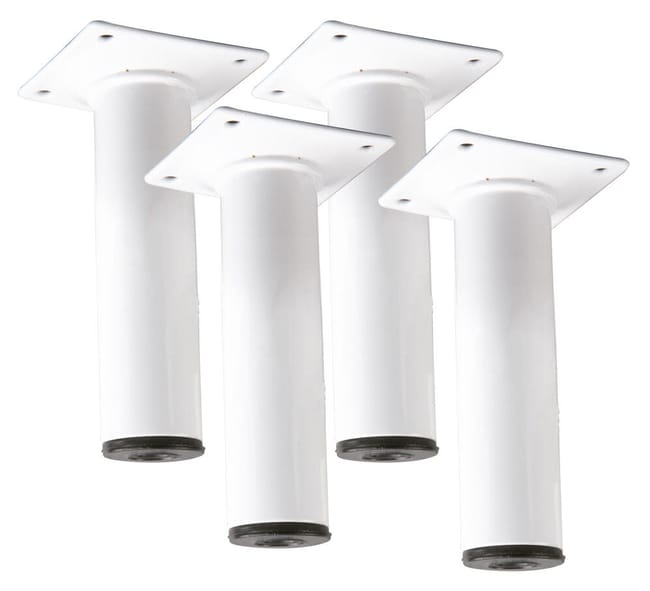 PATA MUEBLE ACERO REDONDA  H 150 MM  30 MM BLANCA. 4 UDS - 1