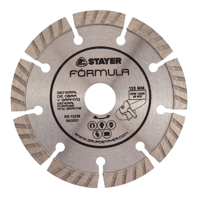 DISCO DE DIAMANTE AMOLADORA CORTE GENERAL DE OBRA SEGMENTADO 125MM STAYER - 1