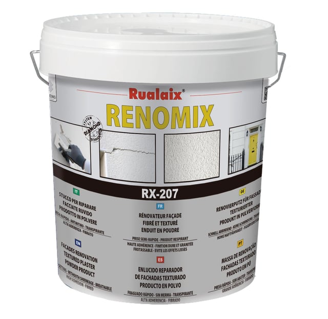 PLASTE EN POLVO CAPA GRUESA FIBRADO 15KG  RUALAIX 3H 