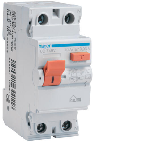DIFERENCIAL 2P 40A 30MA-AC MANETA NARANJA HAGER