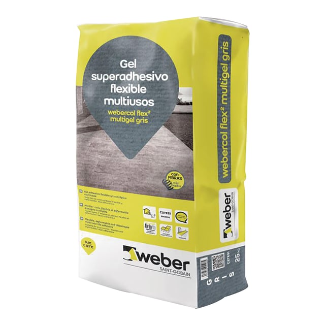 CEMENTO COLA FLEX MULTIGEL WEBER 25 KG GRIS