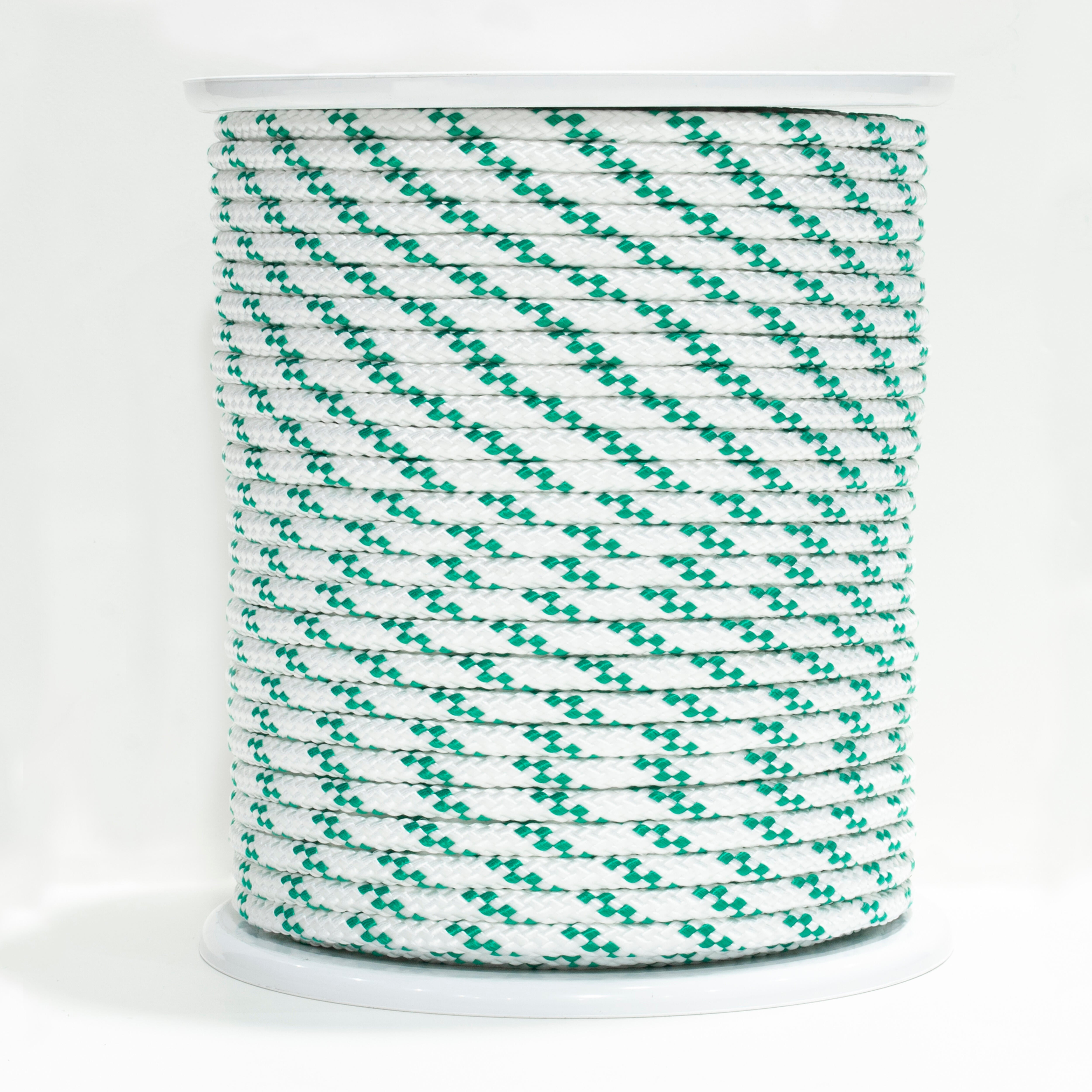 CUERDA POLIPROPILENO TRENZADA CON ALMA 6MM. 1M BLANCO CON PINTAS VERDES ROMBULL - 3