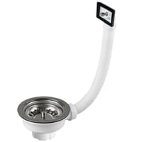 VÁLVULA FREGADERO 115MM CON VÁSTAGO Y REBOSADERO BLANCO - 1