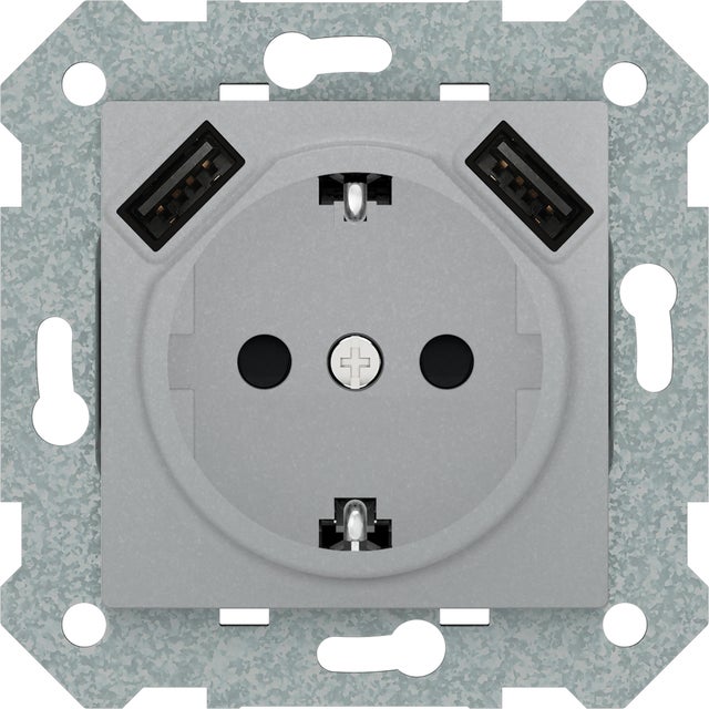 SCHUKO CON USB SERIE SERIE VIVA PLATA