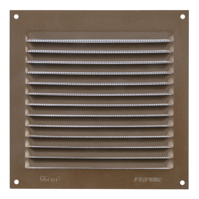 REJILLA DE VENTILACION CON MOSQUITERA SOBREPONER ALUMINIO BRONCE 15 X 15 CM. ESPESOR 0.8  MM