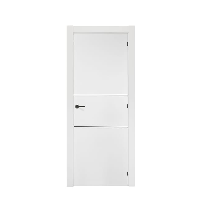 PUERTA INTERIOR EN BLOCK LACADA BLANCA NEGRA VT2 70,5 CM DERECHA - 1