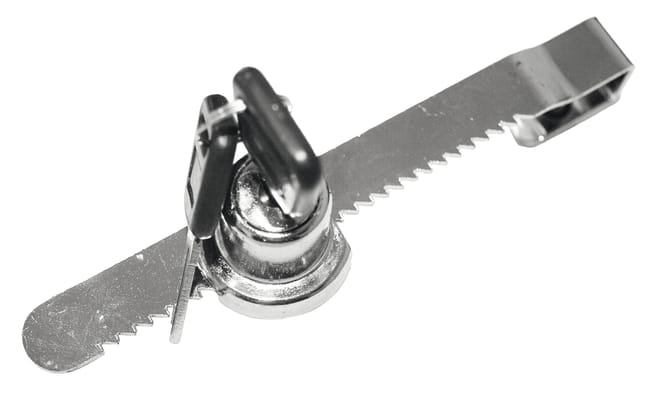 CERRADURA VITRINA PUERTA CRISTAL CORREDERA CON LLAVE ACERO NIQUELADO - 1