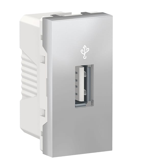 TOMA CARGADOR USB SERIE NEW UNICA ALUMINIO - 1