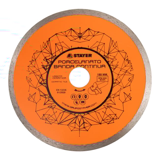 DISCO DE DIAMANTE MESA DE CORTE PORCELÁNICO BANDA CONTÍNUA 180MM STAYER - 1