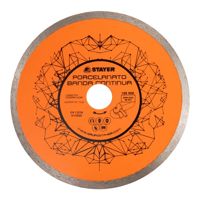 DISCO DE DIAMANTE MESA DE CORTE PORCELÁNICO BANDA CONTÍNUA 180MM STAYER