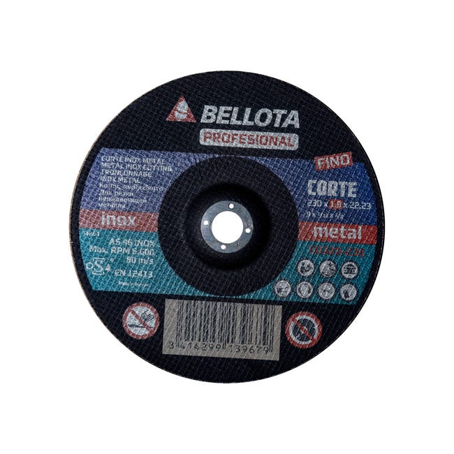 DISCO AMOLADORA CORTE FINO METAL INOX 230MM BELLOTA - 1