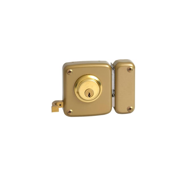 CERRADURA SOBREPONER 80 MM PINTADA DORADA 12 8 DERECHA JIS