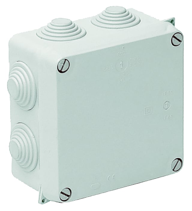 CAJA DE REGISTRO ELÉCTRICO ESTANCA 110X110X60MM PARA SUPERFICIE DE EXTERIOR CON TAPA DE TORNILLO