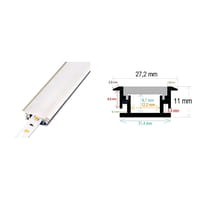 PERFIL TIRA LED DE EMPOTRAR PISABLE ALUMINIO 27x11MM 2M - 1