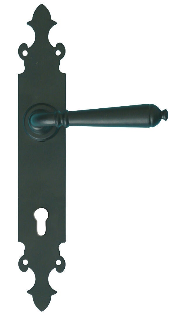 JUEGO DE MANILLA PLACA CON BOCALLAVE 85  MM FORJA NEGRA R 201