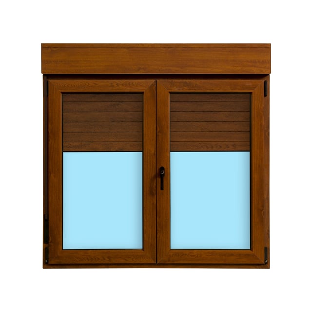VENTANA PVC OSCILOBATIENTE CON PERSIANA ROBLE 140X138CM