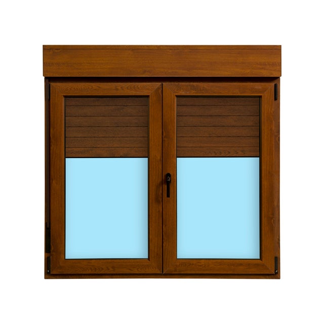 VENTANA PVC OSCILOBATIENTE CON PERSIANA ROBLE 140X138CM