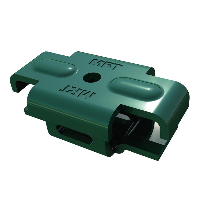 ACCESORIO VERDE FIJACIÓN DE PANEL A POSTE CON CREMALLERA - 1