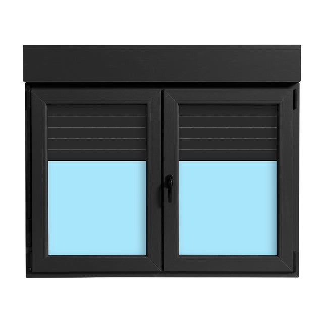  VENTANA PVC OSCILOBATIENTE CON PERSIANA GRIS GRAFITO140X118CM