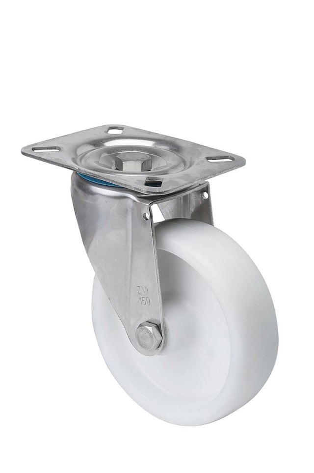 RUEDA 80MM POLIAMIX. HASTA 130KG. LLANTA ACERO INOXIDABLE