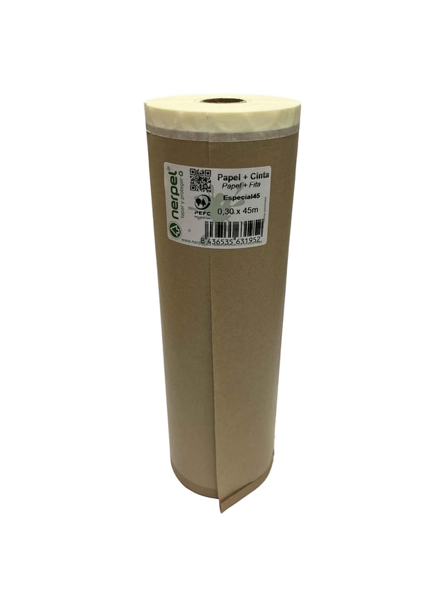 ROLLO PAPEL CON CINTA RECICLADO 30CM X 45M