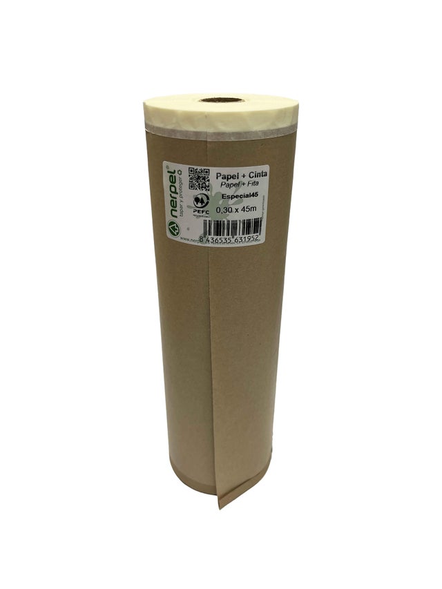 ROLLO PAPEL CON CINTA RECICLADO 30CM X 45M