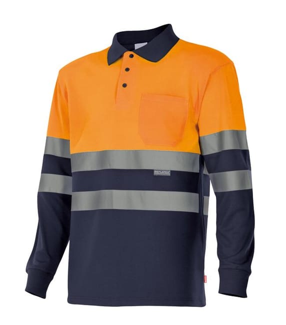 POLO MANGA LARGA ALTA VISIBILIDAD AZUL NARANJA TALLA L VELILLA  - 1