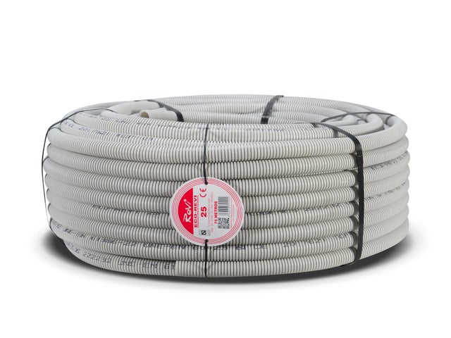 TUBO CORRUGADO LIBRE DE HALOGENOS GRIS 25MM 75M