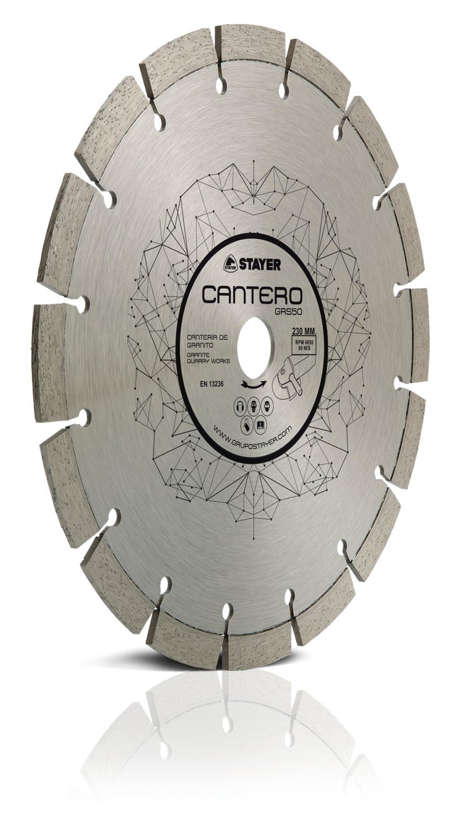 DISCO DE DIAMANTE AMOLADORA CORTE GRANITO SEGMENTADO LÁSER 230MM STAYER