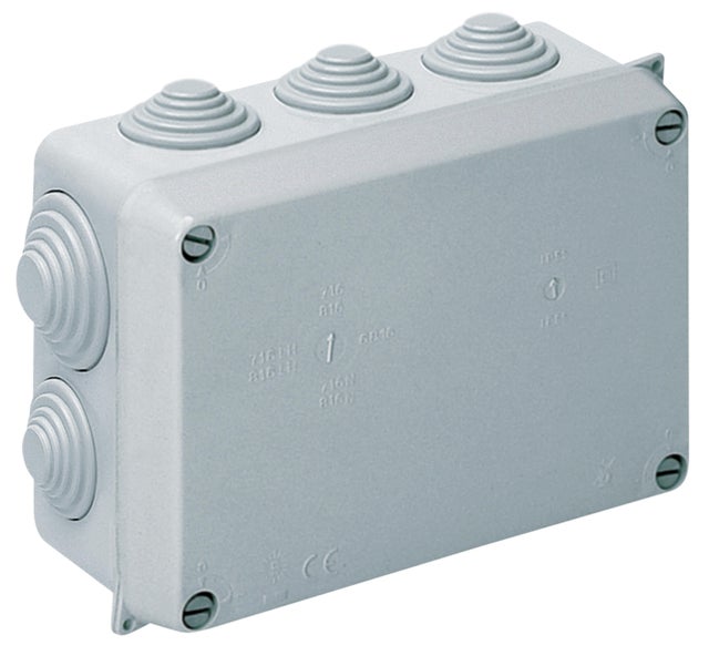 CAJA DE REGISTRO ELÉCTRICO ESTANCA 153X110X65MM PARA SUPERFICIE DE EXTERIOR CON TAPA DE TORNILLO